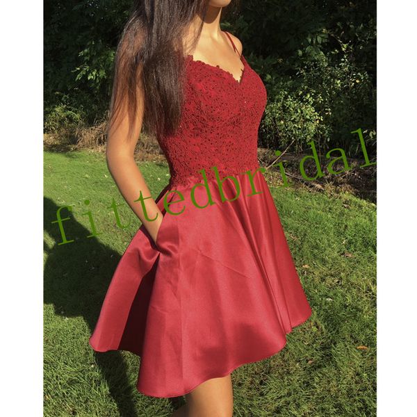 modern red satin short prom dresses v neck applique beading spaghetti formal evening occasion gowns custom made, Black
modern red satin short prom dresses v neck applique beading spaghetti formal evening occasion gowns custom made, Black