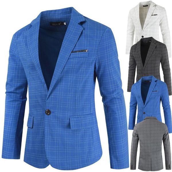 men's suits & blazers spring korean casual plaid suit slim, White;black
