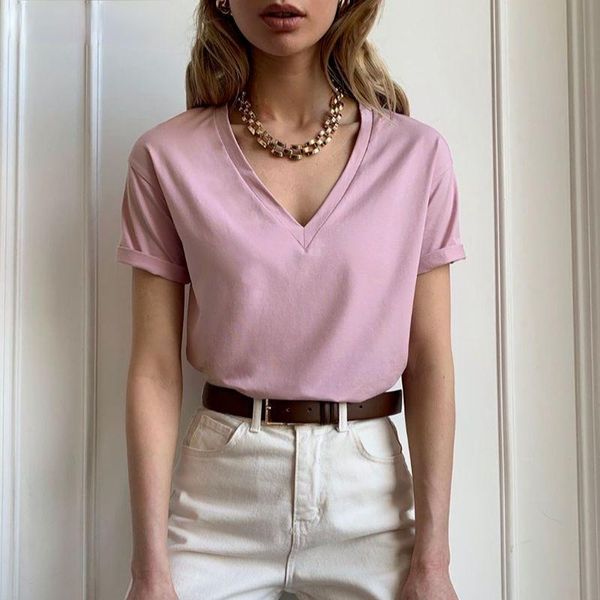 women's t-shirt summer knitted v-neck women cotton basic solid tee shirt female short sleeve kintwear harajuku tshirt ladies, White
women's t-shirt summer knitted v-neck women cotton basic solid tee shirt female short sleeve kintwear harajuku tshirt ladies, White