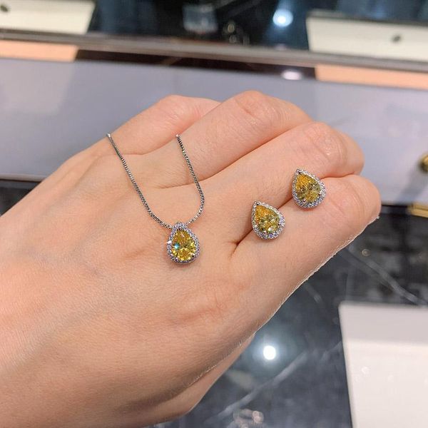 earrings & necklace funmode yellow color water drop cubic zircon rhinestone for wedding bridal party jewelry sets accessories wholesale fs25, Silver
earrings & necklace funmode yellow color water drop cubic zircon rhinestone for wedding bridal party jewelry sets accessories wholesale fs25, Silver