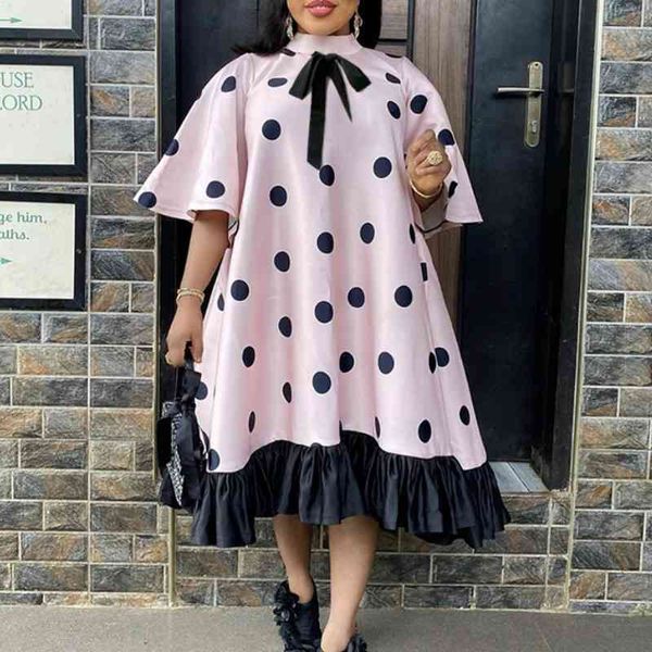 pink dress stand collar short sleeve knee length loose style women boho fashion ruffle dresses plus size for ladies 210527, Black;gray
pink dress stand collar short sleeve knee length loose style women boho fashion ruffle dresses plus size for ladies 210527, Black;gray