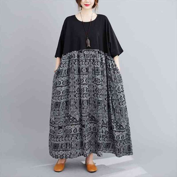 one piece oversize large women dress size 4xl 5xl 6xl cotton linen long robe female printed splicing boho beach, Black;gray
one piece oversize large women dress size 4xl 5xl 6xl cotton linen long robe female printed splicing boho beach, Black;gray