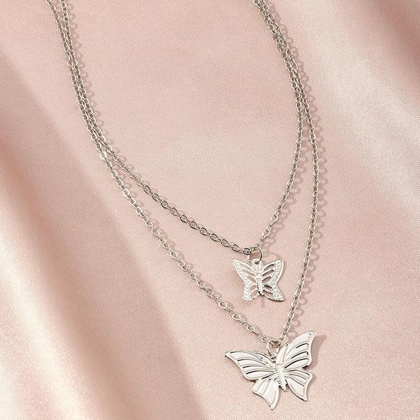 pendant necklaces sweet butterfly double necklace female cold wind temperament simple clavicle chain 2021 niche design, Silver
pendant necklaces sweet butterfly double necklace female cold wind temperament simple clavicle chain 2021 niche design, Silver