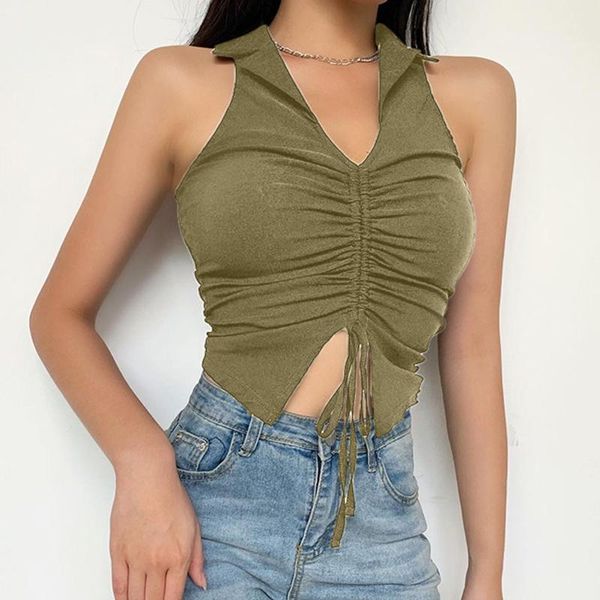 women's tanks & camis summer solid colors sleeveless drawstring y2k party club lapel crop camiseta tirantes#, White
women's tanks & camis summer solid colors sleeveless drawstring y2k party club lapel crop camiseta tirantes#, White