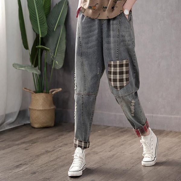 women's pants & capris vintage literature plaid cropped trousers jeans spring autumn high waist women harem, Black;white
women's pants & capris vintage literature plaid cropped trousers jeans spring autumn high waist women harem, Black;white