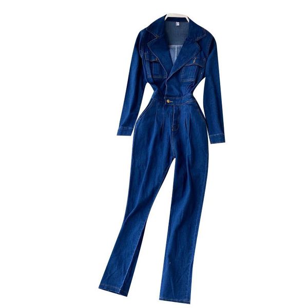 arrival spring autumn vintage denim playsuits women lapel pocket srtaight overalls jeans women's, Blue
arrival spring autumn vintage denim playsuits women lapel pocket srtaight overalls jeans women's, Blue