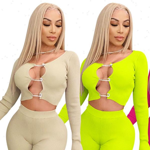 hollow out set outfits diamonds womens tracksuits brooch two piece ribbed long sleeve hole crop pencil pants club, Gray
hollow out set outfits diamonds womens tracksuits brooch two piece ribbed long sleeve hole crop pencil pants club, Gray