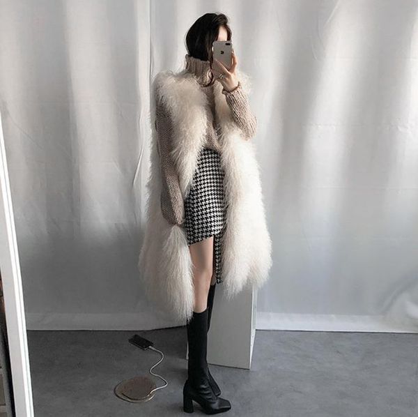 women's vests women long section thick imitation fur warm slim fit v neck female fake wool waistcoat white black faux j3433, Black;white
women's vests women long section thick imitation fur warm slim fit v neck female fake wool waistcoat white black faux j3433, Black;white