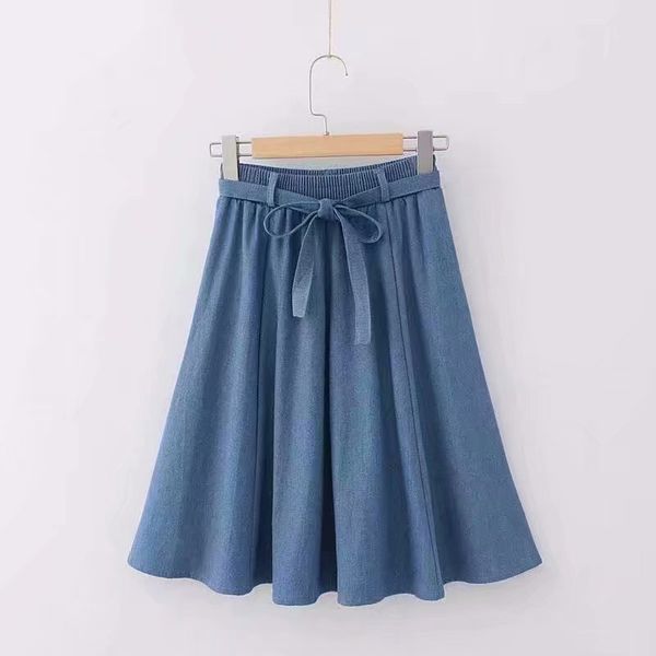 women elastic waist bow with belt vintage blue denim skirt fresh high waist college style chic female short skirts 210507, Black
women elastic waist bow with belt vintage blue denim skirt fresh high waist college style chic female short skirts 210507, Black