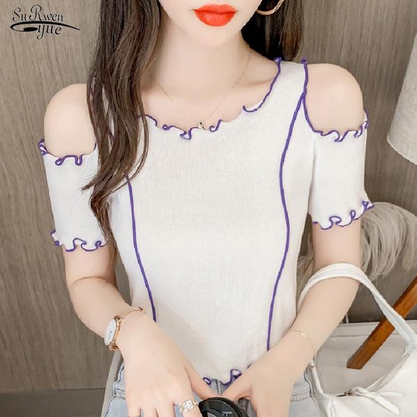 women's blouses & shirts short sleeve slim knitted women 2021 korean summer white shirt clothing fashion casual blusas mujer 15384
women's blouses & shirts short sleeve slim knitted women 2021 korean summer white shirt clothing fashion casual blusas mujer 15384
