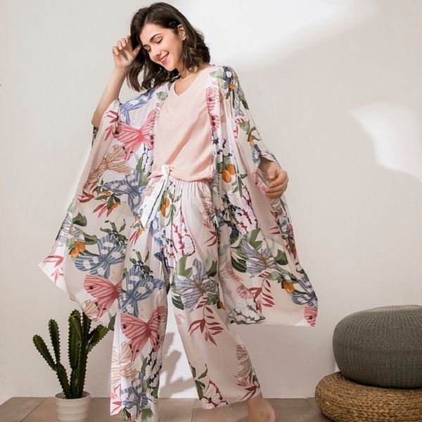 women's sleepwear autumn new ladies pajama set pink floral printe comfort loose thin cardigan+pants+shorts 4pcs fresh style ho, Black;red
women's sleepwear autumn new ladies pajama set pink floral printe comfort loose thin cardigan+pants+shorts 4pcs fresh style ho, Black;red