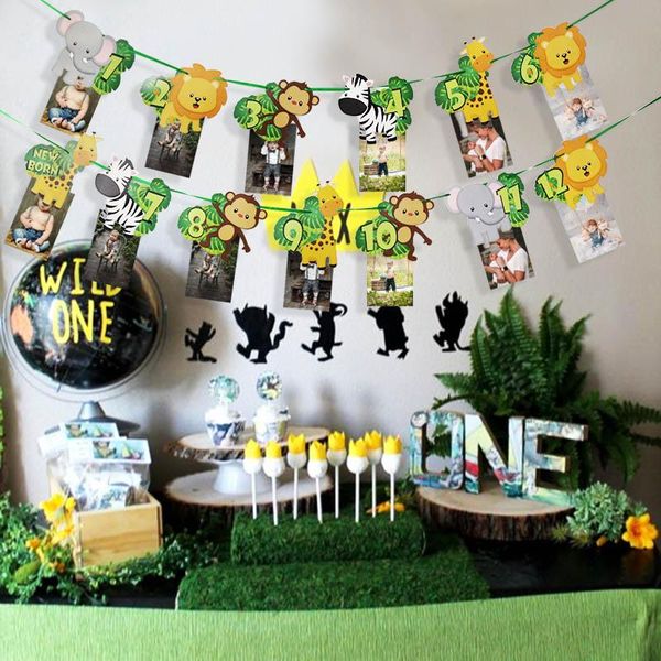 party decoration 1 set animal 1-12 month po banner jungle safari 1st birthday supplies wild one paper first
party decoration 1 set animal 1-12 month po banner jungle safari 1st birthday supplies wild one paper first