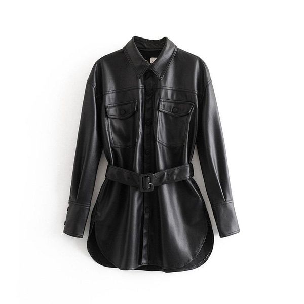 women's leather & faux 2021 spring female pu trench coat lapel fashion women jacket belt womens windbreakers b255, Black
women's leather & faux 2021 spring female pu trench coat lapel fashion women jacket belt womens windbreakers b255, Black
