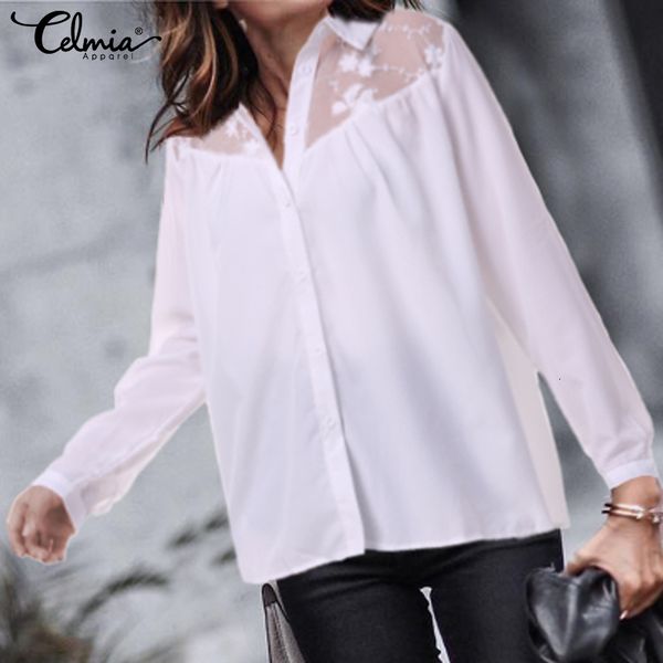 blouses women 2021 fashion elegant ol shirts celmia transparent lace hollow out casual lapel long sleeve solid color blusas, White
blouses women 2021 fashion elegant ol shirts celmia transparent lace hollow out casual lapel long sleeve solid color blusas, White