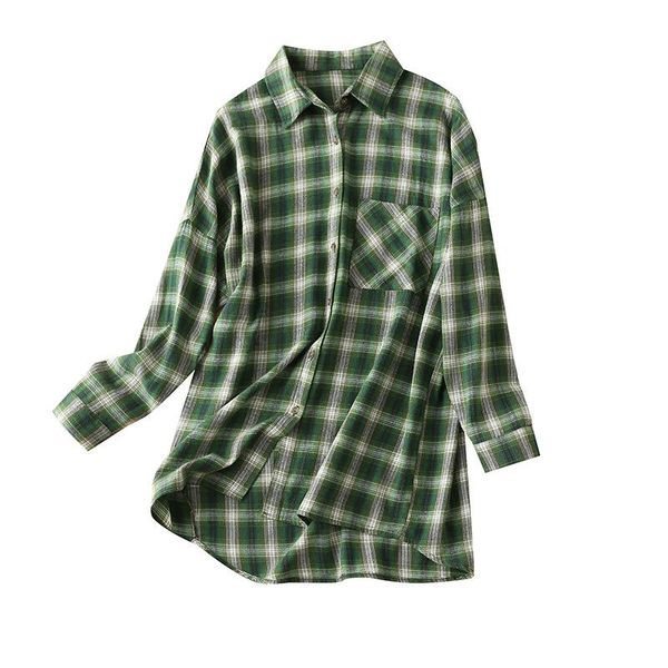 women's blouses & shirts green plaid cotton long tunic with sleeves turn-down collar vintage blusas manga longa feminina sleeve shirt w, White
women's blouses & shirts green plaid cotton long tunic with sleeves turn-down collar vintage blusas manga longa feminina sleeve shirt w, White