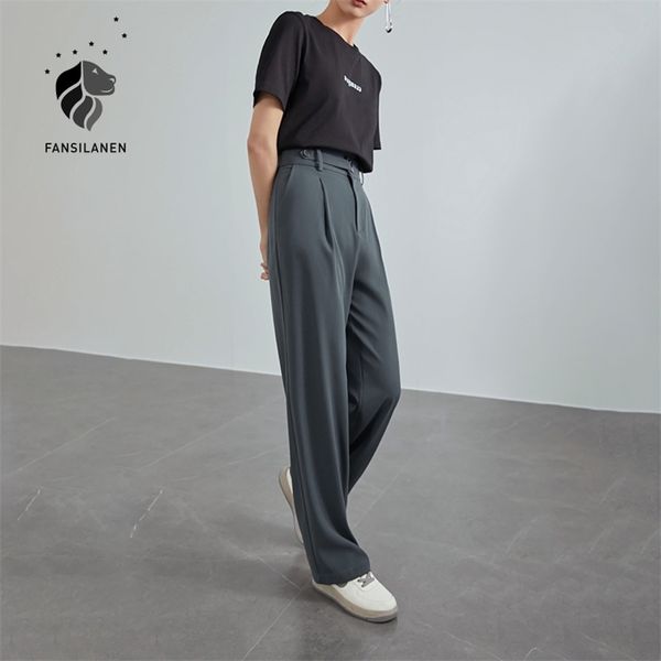 fansilanen office lady mopping pants women summer straight loose casual suit high waist drape wide leg trousers 210925, Black;white
fansilanen office lady mopping pants women summer straight loose casual suit high waist drape wide leg trousers 210925, Black;white