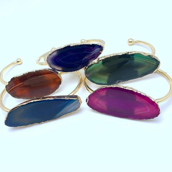 purple natural agates orm slab beads open fashion women onyx stone gold bangle bracelet jewelry, Black
purple natural agates orm slab beads open fashion women onyx stone gold bangle bracelet jewelry, Black