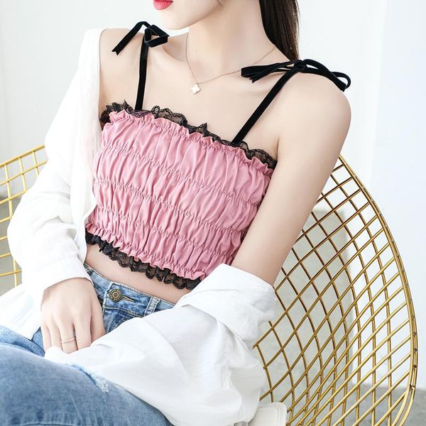 pink crop women summer lace trim lolita style cute kawaii girls y2k sweet camis elastic woman clothing women's tanks &, White
pink crop women summer lace trim lolita style cute kawaii girls y2k sweet camis elastic woman clothing women's tanks &, White