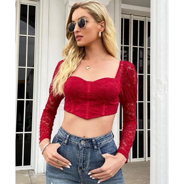 short women slim lace shirt bubble long-sleeved t-shirt back zipper cropped tees women's, White
short women slim lace shirt bubble long-sleeved t-shirt back zipper cropped tees women's, White