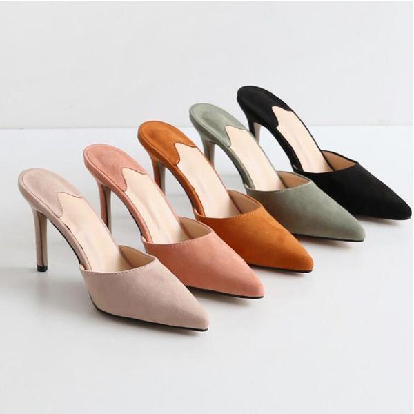 slippers ultra high heels women 10cm flock stiletto shoes lady flipflops pantufa nightclub slides pointed toe velvet mules, Black
slippers ultra high heels women 10cm flock stiletto shoes lady flipflops pantufa nightclub slides pointed toe velvet mules, Black