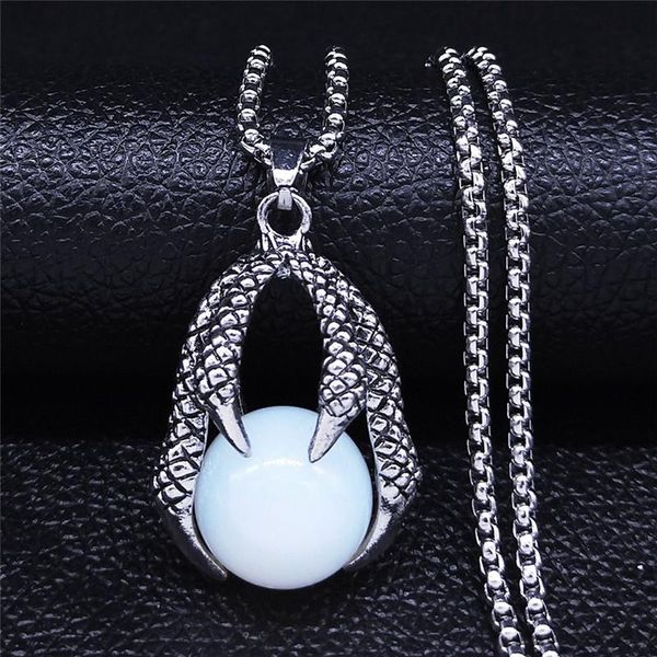 pendant necklaces 2021 fashion dragon claw moonstone stainless steel necklace silver color chain jewelry collares nxs04
pendant necklaces 2021 fashion dragon claw moonstone stainless steel necklace silver color chain jewelry collares nxs04