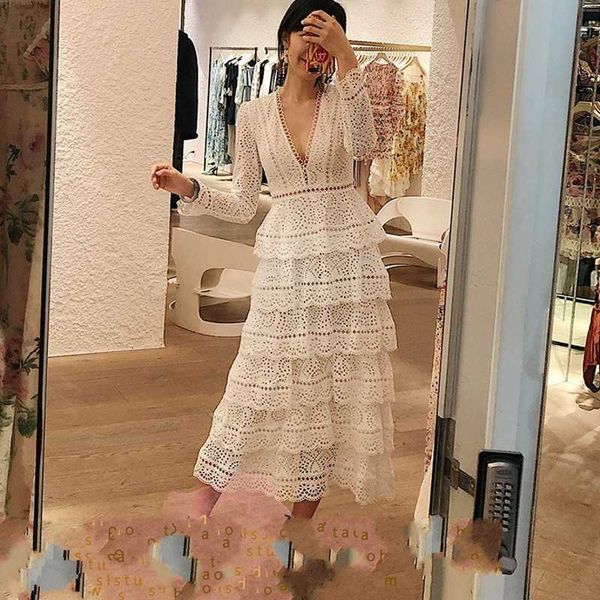 spring arrive luxury runway white lace dres long sleeve v-neck party dress vestidos 210601, Black;gray
spring arrive luxury runway white lace dres long sleeve v-neck party dress vestidos 210601, Black;gray