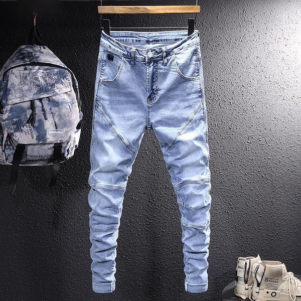 men's jeans street style fashion men retro light blue spliced designer biker embroidery elastic hip hop denim pencil pants
men's jeans street style fashion men retro light blue spliced designer biker embroidery elastic hip hop denim pencil pants