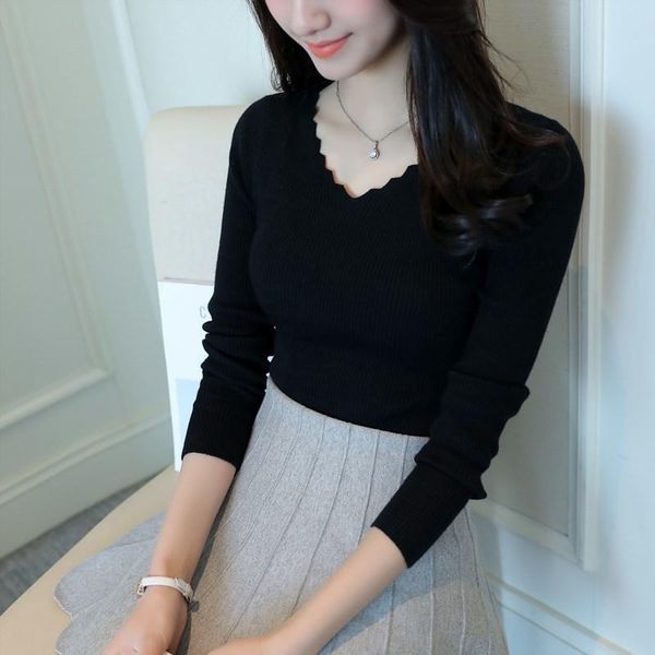 women's sweaters pink pull femme sueter mujer invierno winter ladies casual slim v neck sweater women black pullover 8181, White;black
women's sweaters pink pull femme sueter mujer invierno winter ladies casual slim v neck sweater women black pullover 8181, White;black