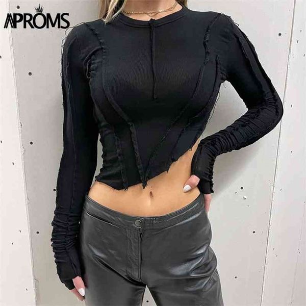 aproms elegant white ribbed knitted t-shirt women casual long sleeve female summer crop streetwear black short tees 210324
aproms elegant white ribbed knitted t-shirt women casual long sleeve female summer crop streetwear black short tees 210324