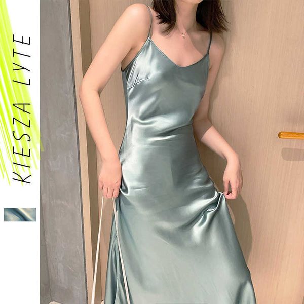 summer women satin dress luxury shiny spaghetti strap green imitation silk long party club dresses vintage vestidos 210608, Black;gray
summer women satin dress luxury shiny spaghetti strap green imitation silk long party club dresses vintage vestidos 210608, Black;gray