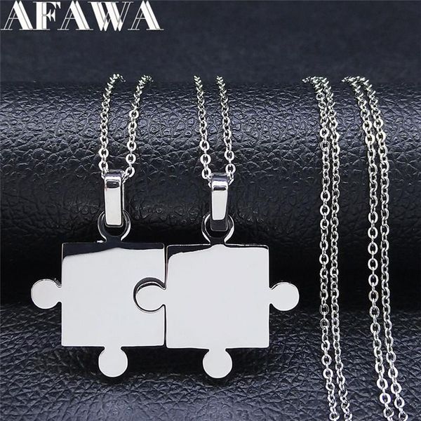 pendant necklaces 2pcs 2021 love jigsaw stainless steel silver color chain for women/men jewelry chaine acier inoxydable nxs01, Silver
pendant necklaces 2pcs 2021 love jigsaw stainless steel silver color chain for women/men jewelry chaine acier inoxydable nxs01, Silver