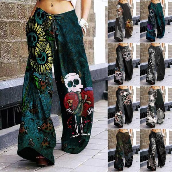 women's pants & capris halloween horror skull print boho punk hippie floral multi-print wide leg with pockets trouser streetwear, Black;white
women's pants & capris halloween horror skull print boho punk hippie floral multi-print wide leg with pockets trouser streetwear, Black;white