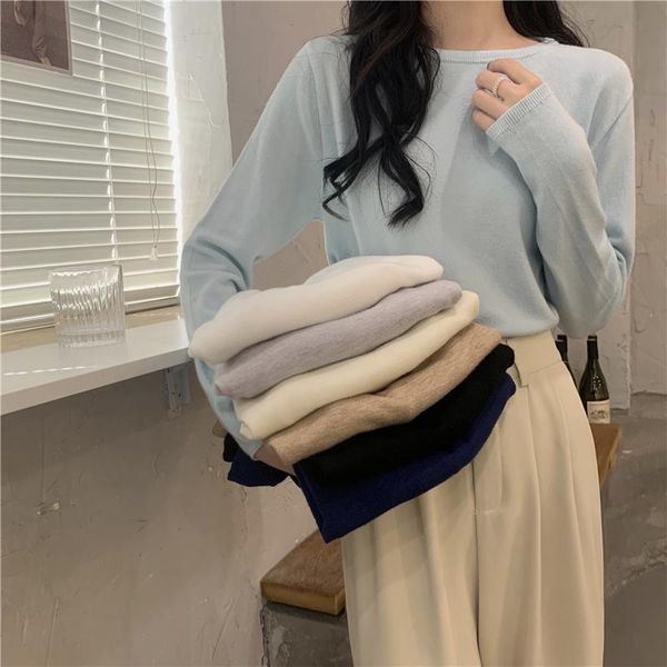 women's t-shirt black thin round neck long sleeve sweater autumn winter bottoming shirt lazy 2021 korean loose rac, White
women's t-shirt black thin round neck long sleeve sweater autumn winter bottoming shirt lazy 2021 korean loose rac, White