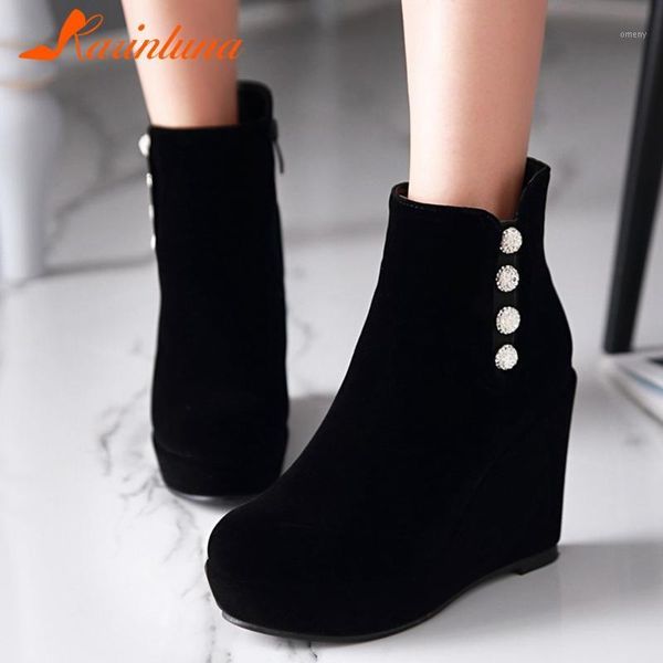 boots plus size 34-39 leisure shoes women 2021 arrivals platform round toe metal decoration ankle bootis zip wedges heels1, Black
boots plus size 34-39 leisure shoes women 2021 arrivals platform round toe metal decoration ankle bootis zip wedges heels1, Black