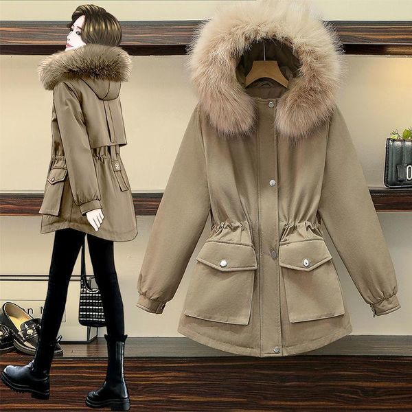 women's fur & faux winter medium and long plush 2021 large size waist closing, thin thickened work clothes cotton jacket women, Black
women's fur & faux winter medium and long plush 2021 large size waist closing, thin thickened work clothes cotton jacket women, Black