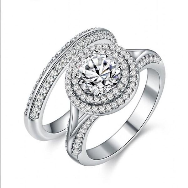 wedding rings luxury jewelry 925 sterling silver round cut 5a cubic zirconia promise bridal ring gift couple engagement band, Slivery;golden
wedding rings luxury jewelry 925 sterling silver round cut 5a cubic zirconia promise bridal ring gift couple engagement band, Slivery;golden
