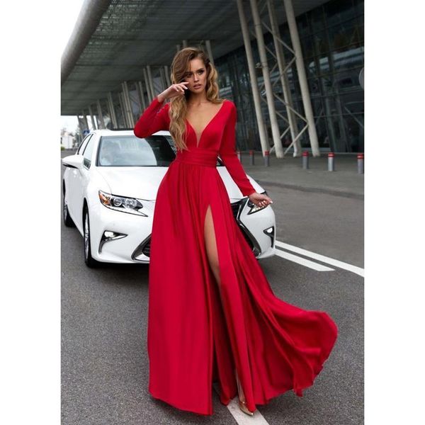 womens autumn dress long sleeve v neck maxi split evening party beach solid colorsundress good quality, Black;gray
womens autumn dress long sleeve v neck maxi split evening party beach solid colorsundress good quality, Black;gray