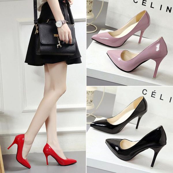 classic women shoes pointed toe pumps patent leather dress high heels boat wedding zapatos mujer red, Black
classic women shoes pointed toe pumps patent leather dress high heels boat wedding zapatos mujer red, Black