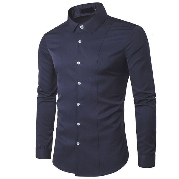 men's casual shirts spring autumn solid business gantlemen young men single breasted evening camisas para hombre ssiu, White;black
men's casual shirts spring autumn solid business gantlemen young men single breasted evening camisas para hombre ssiu, White;black
