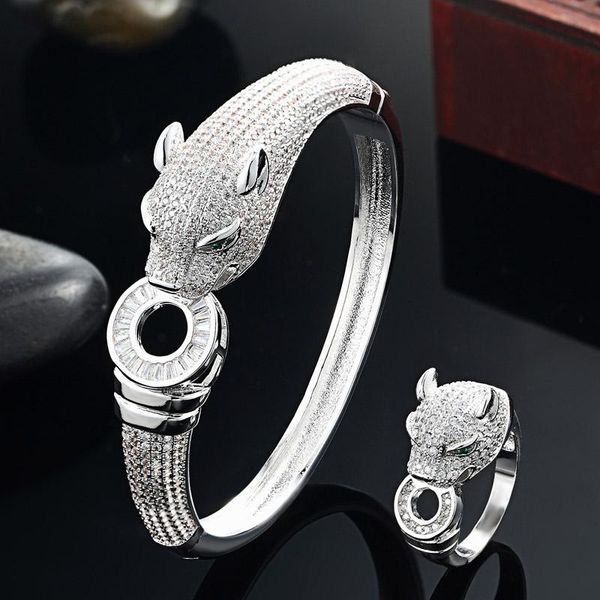 earrings & necklace jet cubic zircon leopard animal bangle ring for women's couple accessory brand bangles sets zirconia anniversary bi, Silver
earrings & necklace jet cubic zircon leopard animal bangle ring for women's couple accessory brand bangles sets zirconia anniversary bi, Silver