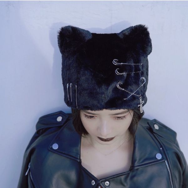 harajuku punk gothic cross pin cat ears plush black berets autumn winter warm bucket hat women girls chic streetwearg, Blue;gray
harajuku punk gothic cross pin cat ears plush black berets autumn winter warm bucket hat women girls chic streetwearg, Blue;gray