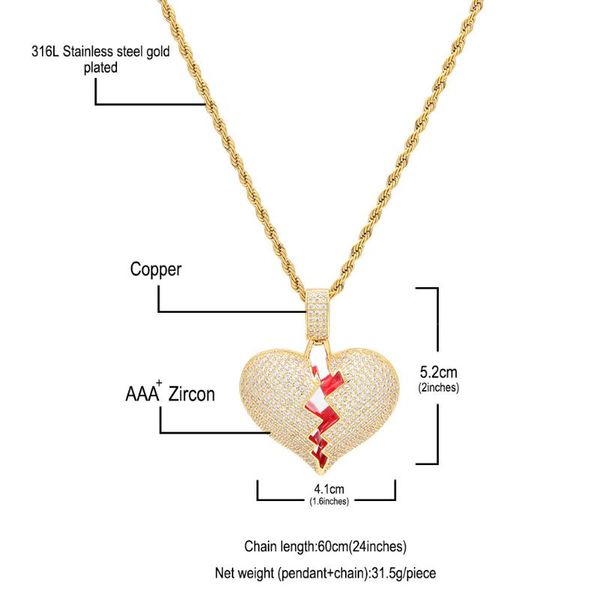 bangle personality broken heart shape men's and women's pendant hip hop zircon necklace, Black
bangle personality broken heart shape men's and women's pendant hip hop zircon necklace, Black