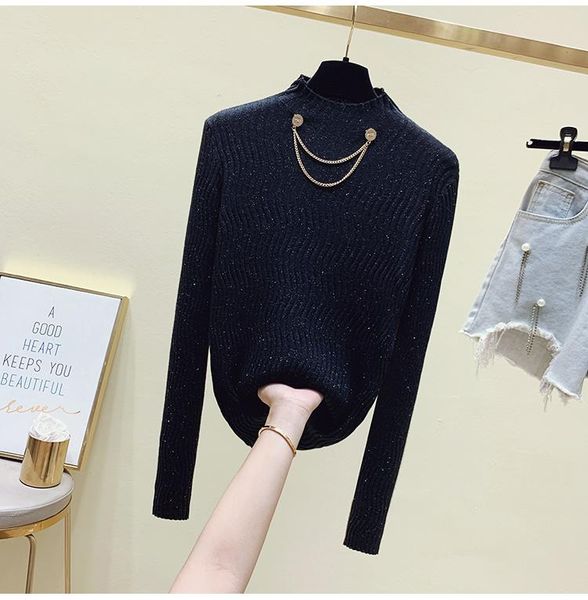 women's sweaters sweater 2021 autumn korean all-match temperament high collar slim fit long sleeves bottoming shirt fashion, White;black
women's sweaters sweater 2021 autumn korean all-match temperament high collar slim fit long sleeves bottoming shirt fashion, White;black
