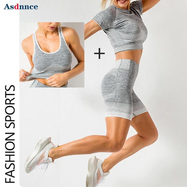 yoga outfit fashion stripes running fitness wear high waist leggings shockproof sports bra slim stretch shirt seamless tight pants set
yoga outfit fashion stripes running fitness wear high waist leggings shockproof sports bra slim stretch shirt seamless tight pants set
