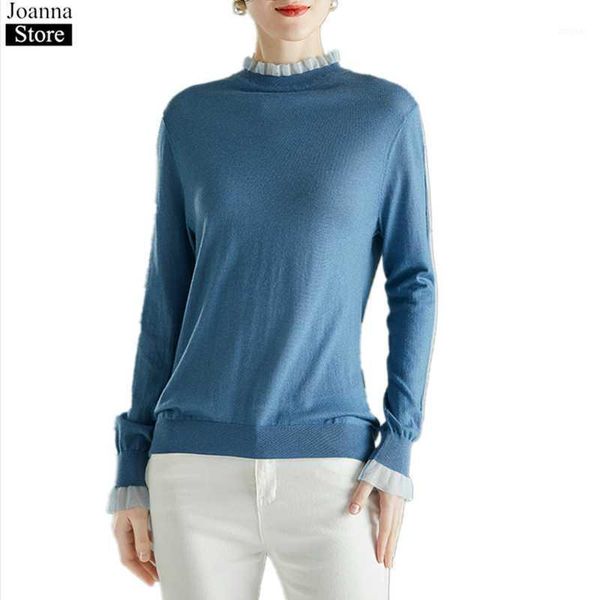 women's sweaters spring mesh splicing wool knitted sweater women o-neck trumpet sleeve slim elegant black wild plus size clothes femal, White;black
women's sweaters spring mesh splicing wool knitted sweater women o-neck trumpet sleeve slim elegant black wild plus size clothes femal, White;black