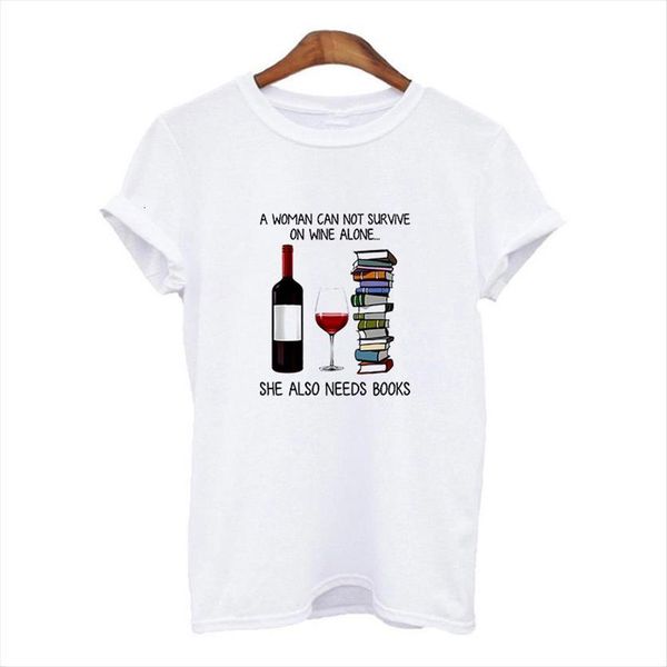 a cannot survive on alcohol womens alone, she also needs books shirts fashion harajuku graphic clothe, White
a cannot survive on alcohol womens alone, she also needs books shirts fashion harajuku graphic clothe, White