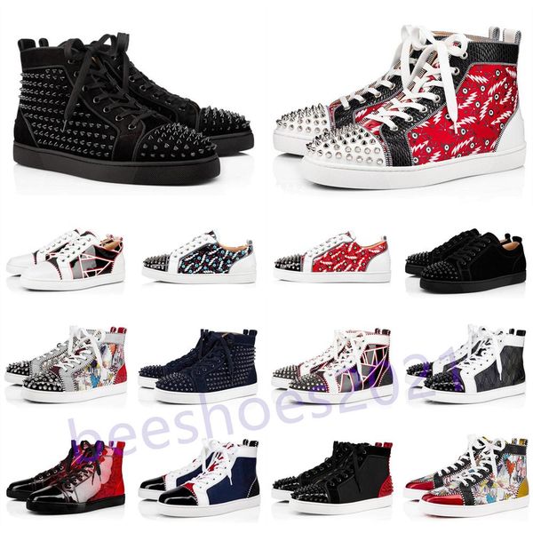 mens casual shoes women outdoor red bottoms shoe studded spikes loafers sneakers suede leather flats couples ttrainers des chaussures b2, Black 
mens casual shoes women outdoor red bottoms shoe studded spikes loafers sneakers suede leather flats couples ttrainers des chaussures b2, Black