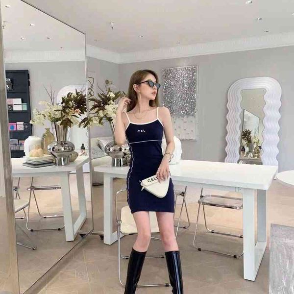 2022 factory wholesale new model summer dark blue solid letter side stripe bottomed suspender thin dress short skirt female, Black;gray
2022 factory wholesale new model summer dark blue solid letter side stripe bottomed suspender thin dress short skirt female, Black;gray