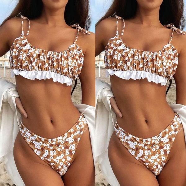 women's swimwear ruffle 2021 push up bikinis set print pleated tie swimsuit high cut bathing suit women biquini, White;black
women's swimwear ruffle 2021 push up bikinis set print pleated tie swimsuit high cut bathing suit women biquini, White;black