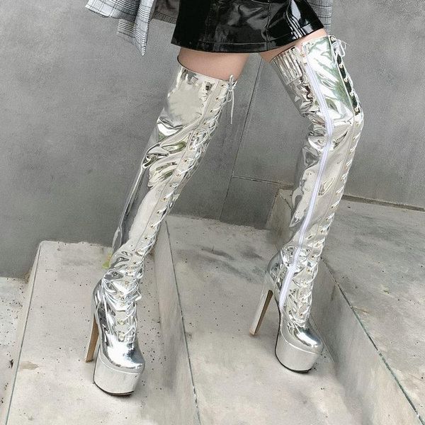 boots 2021 women patent leather over the knee fashion zipper thigh ladies platform round toe winter long silver, Black
boots 2021 women patent leather over the knee fashion zipper thigh ladies platform round toe winter long silver, Black